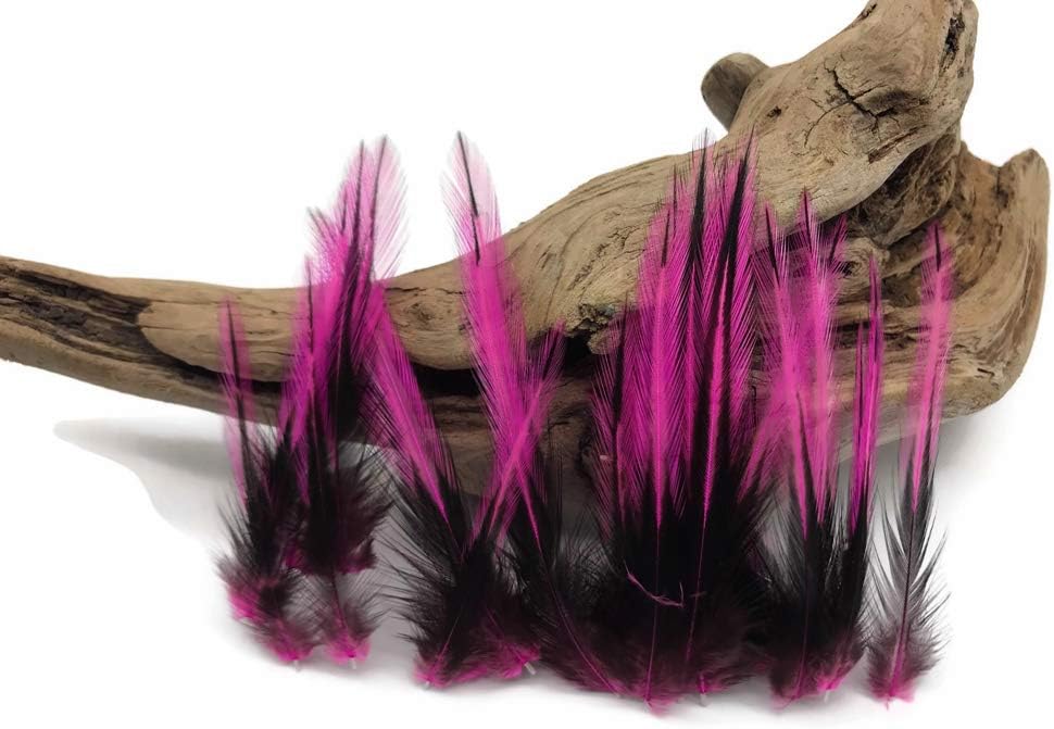 10 Pieces - Hot Pink Dyed BLW Laced Short Rooster Cape Whiting Farms Feathers