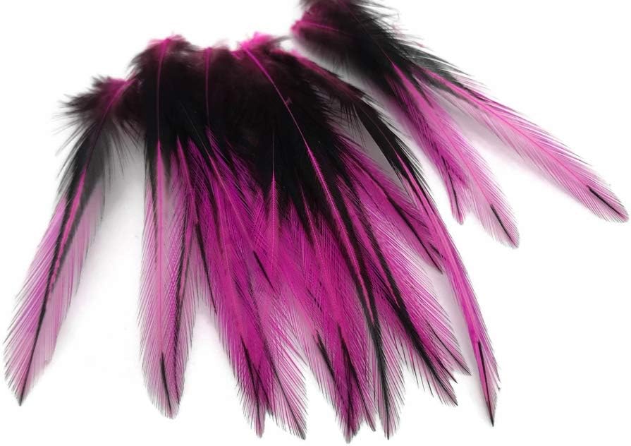 10 Pieces - Hot Pink Dyed BLW Laced Short Rooster Cape Whiting Farms Feathers