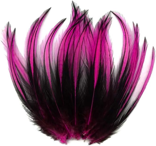 10 Pieces - Hot Pink Dyed BLW Laced Long Rooster Cape Whiting Farms Feathers