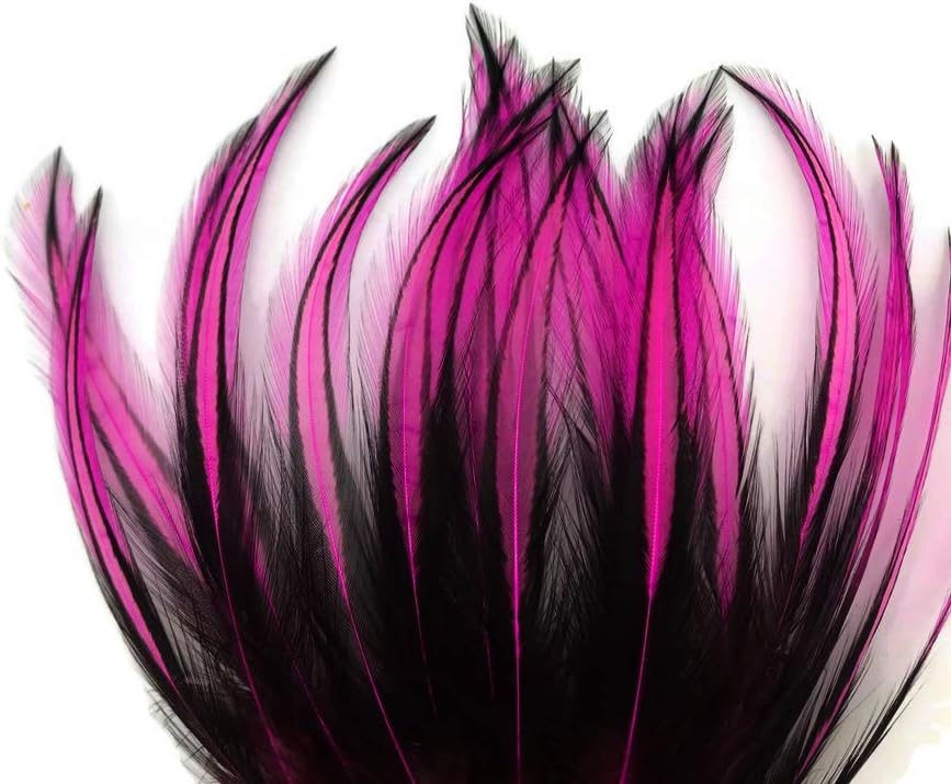 10 Pieces - Hot Pink Dyed BLW Laced Long Rooster Cape Whiting Farms Feathers