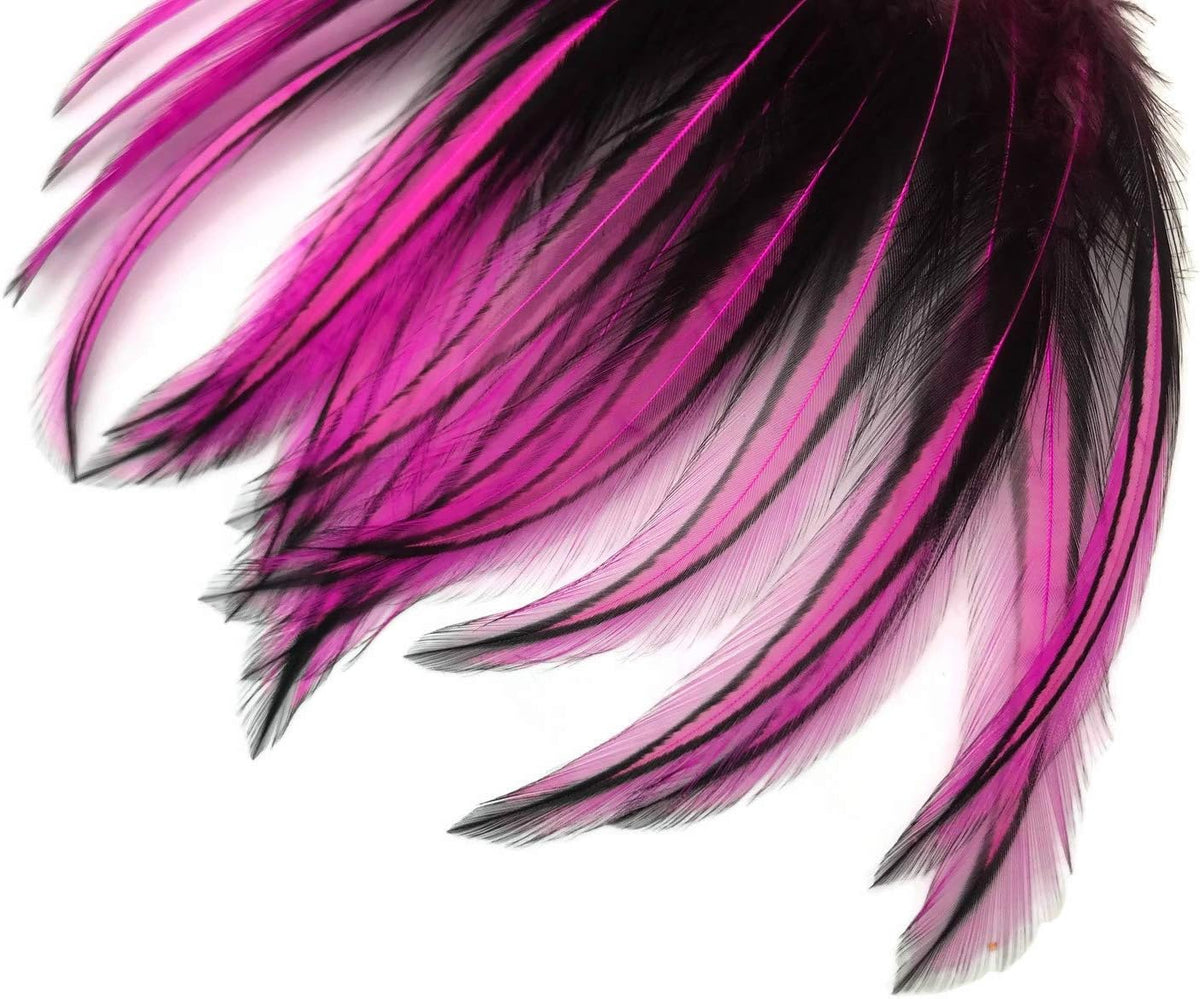 10 Pieces - Hot Pink Dyed BLW Laced Long Rooster Cape Whiting Farms Feathers