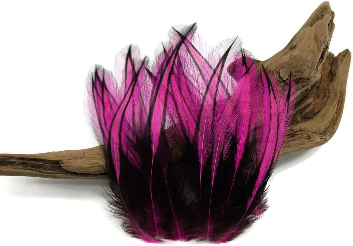 10 Pieces - Hot Pink Dyed BLW Laced Long Rooster Cape Whiting Farms Feathers