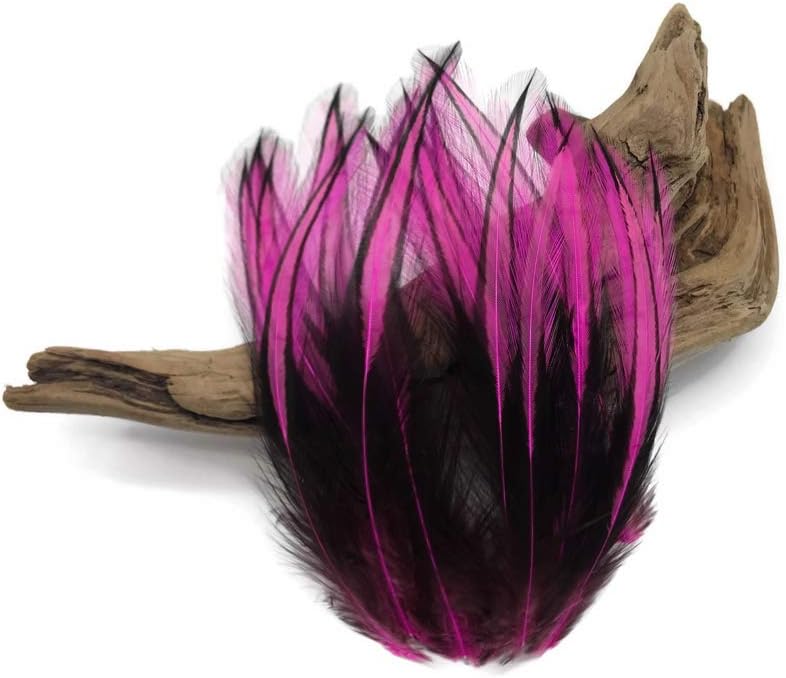 10 Pieces - Hot Pink Dyed BLW Laced Long Rooster Cape Whiting Farms Feathers