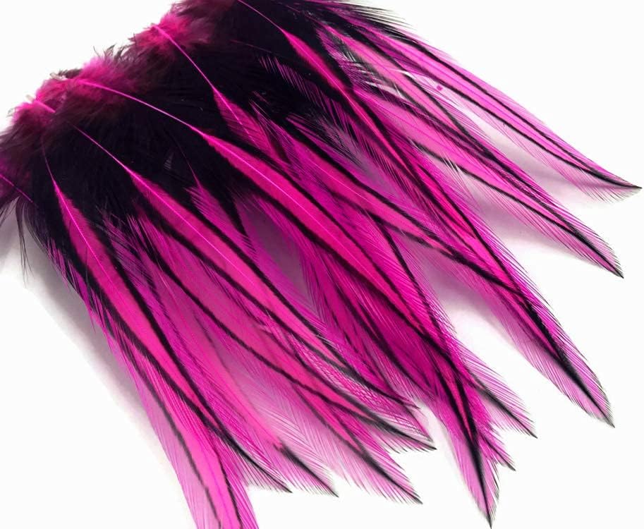 10 Pieces - Hot Pink Dyed BLW Laced Long Rooster Cape Whiting Farms Feathers