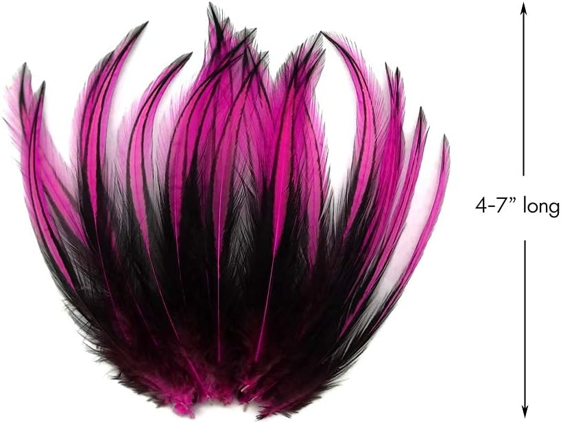 10 Pieces - Hot Pink Dyed BLW Laced Long Rooster Cape Whiting Farms Feathers