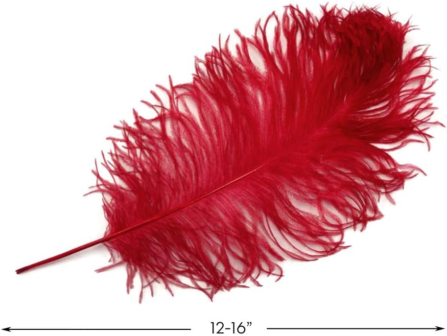 1/2 Lb - 12-16" Red Ostrich Tail Wholesale Fancy Feathers (Bulk)