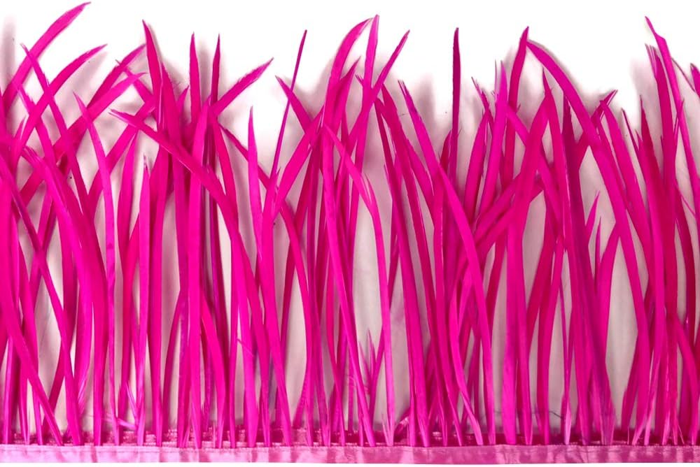 1 Yard - Hot Pink Goose Biots Stripped Wing Wholesale Feather Trim