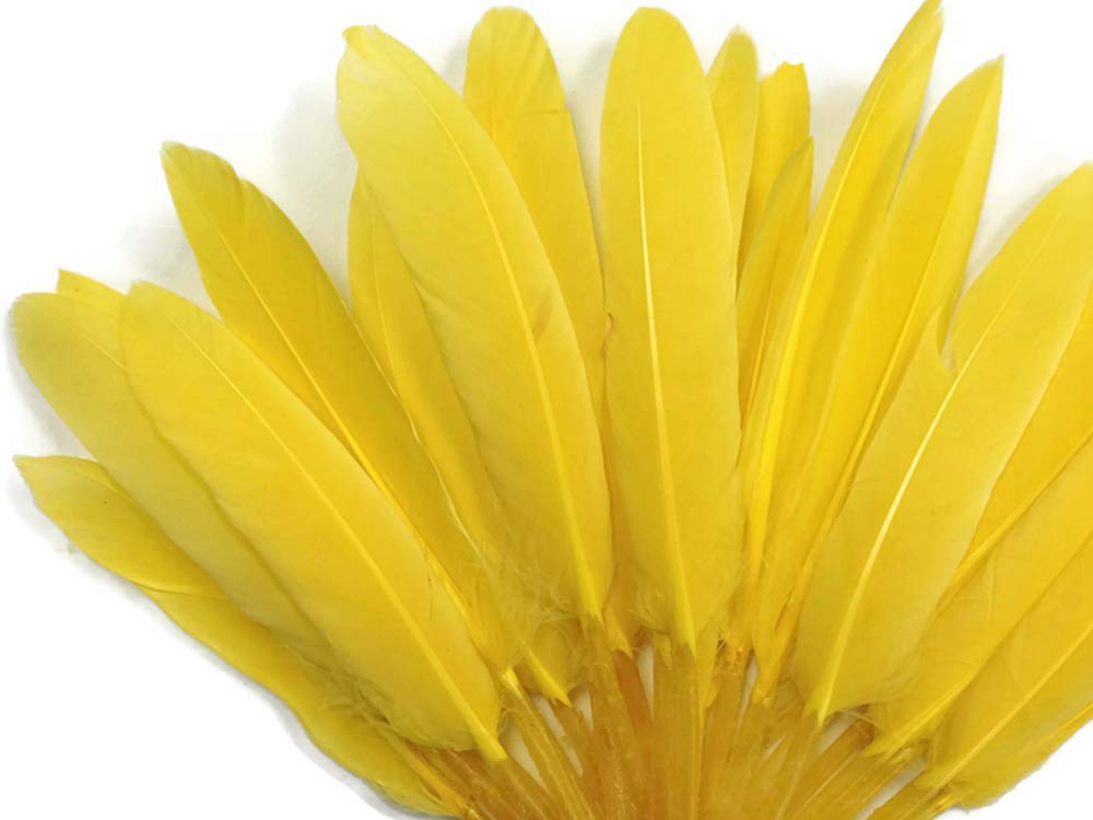 1 Pack - Yellow Dyed Duck Cochettes Loose Wing Quill Feather 0.30 Oz.