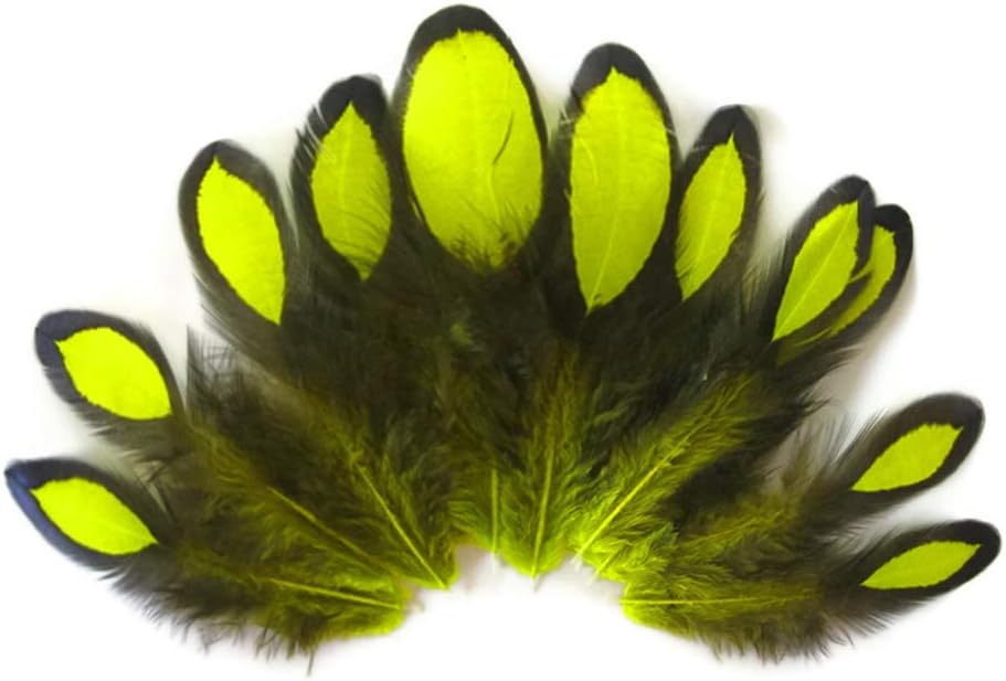 1 Dozen - Fluorescent Yellow Whiting Farms Laced Hen Saddle Feathers