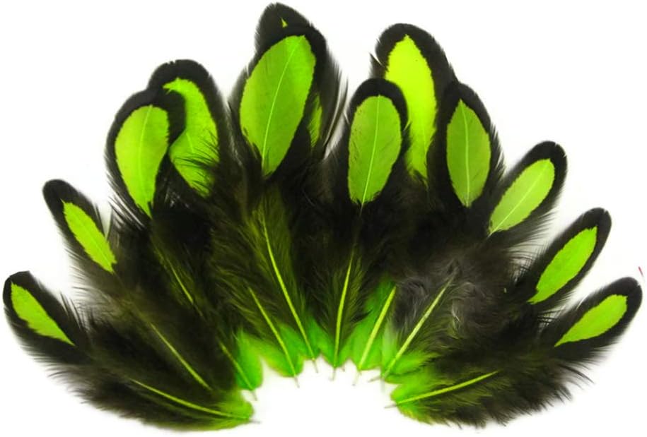 1 Dozen - Lime Green Whiting Farms Laced Hen Saddle Feathers
