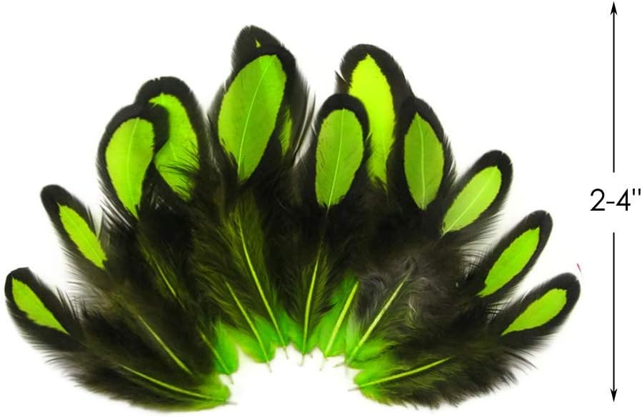 1 Dozen - Lime Green Whiting Farms Laced Hen Saddle Feathers