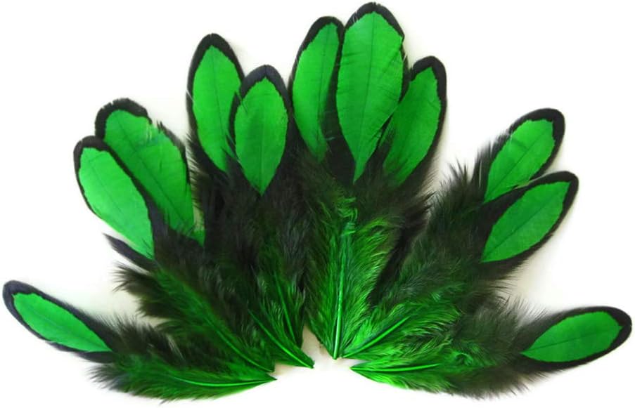 1 Dozen - Kelly Green Whiting Farms Laced Hen Saddle Feathers