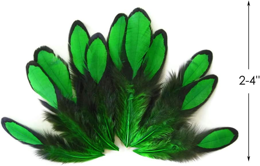 1 Dozen - Kelly Green Whiting Farms Laced Hen Saddle Feathers