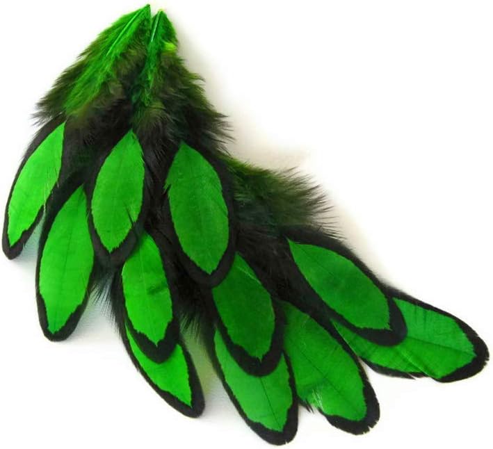 1 Dozen - Kelly Green Whiting Farms Laced Hen Saddle Feathers