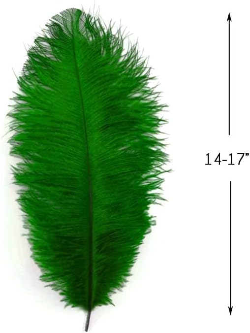 10 Pieces - 14-17" Kelly Green Ostrich Dyed Drab Body Feathers
