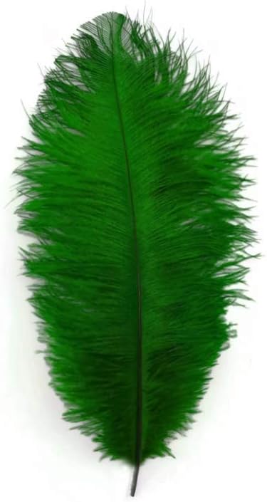 10 Pieces - 17-19" Kelly Green Large Bleached & Dyed Ostrich Drabs Body Feathers