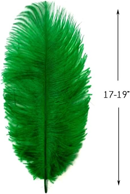 10 Pieces - 17-19" Kelly Green Large Bleached & Dyed Ostrich Drabs Body Feathers