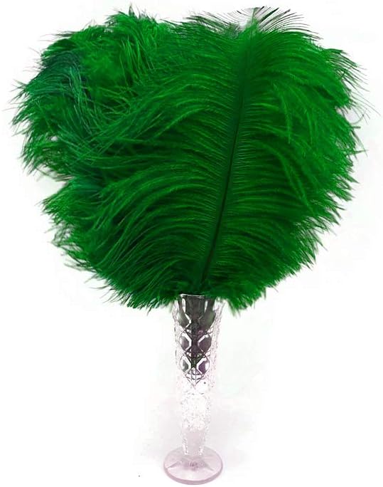 10 Pieces - 17-19" Kelly Green Large Bleached & Dyed Ostrich Drabs Body Feathers