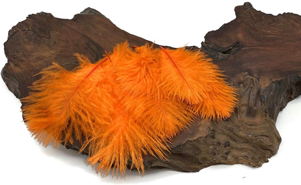 1 Pack - Orange Ostrich Small Confetti Feathers 0.3 Oz