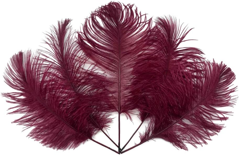 1/2 Lb - 12-16" Burgundy Ostrich Tail Wholesale Fancy Feathers (Bulk)