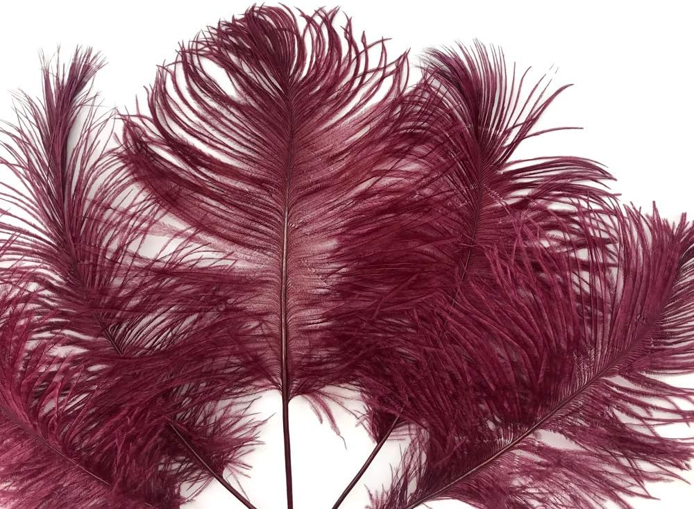 1/2 Lb - 12-16" Burgundy Ostrich Tail Wholesale Fancy Feathers (Bulk)