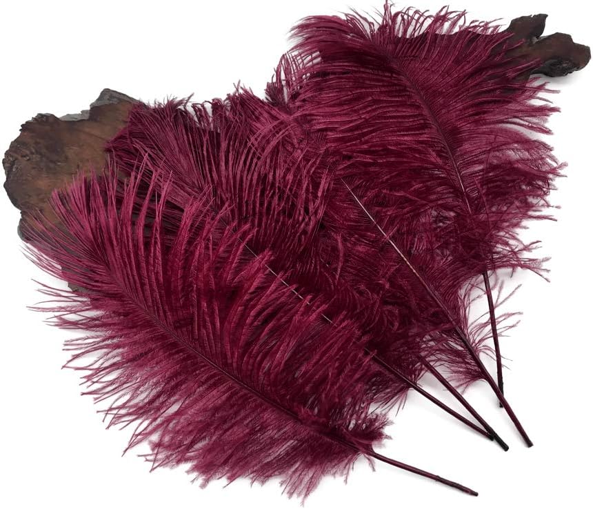 1/2 Lb - 12-16" Burgundy Ostrich Tail Wholesale Fancy Feathers (Bulk)