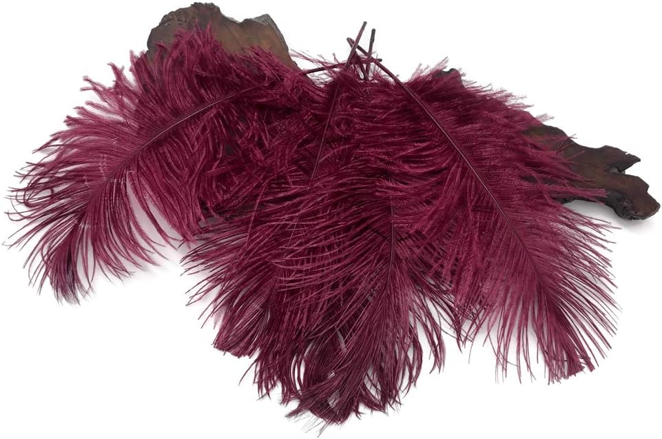 1/2 Lb - 12-16" Burgundy Ostrich Tail Wholesale Fancy Feathers (Bulk)