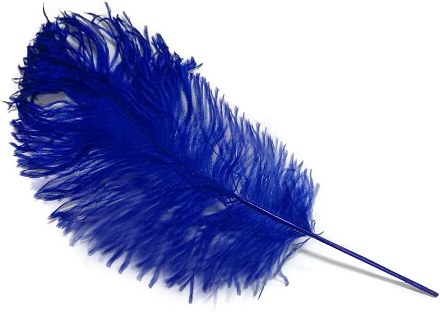 10 Pieces -  12-16" Royal Blue Dyed Ostrich Tail Fancy Feathers