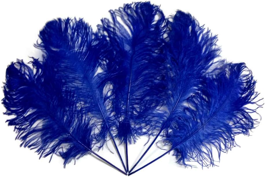 10 Pieces -  12-16" Royal Blue Dyed Ostrich Tail Fancy Feathers