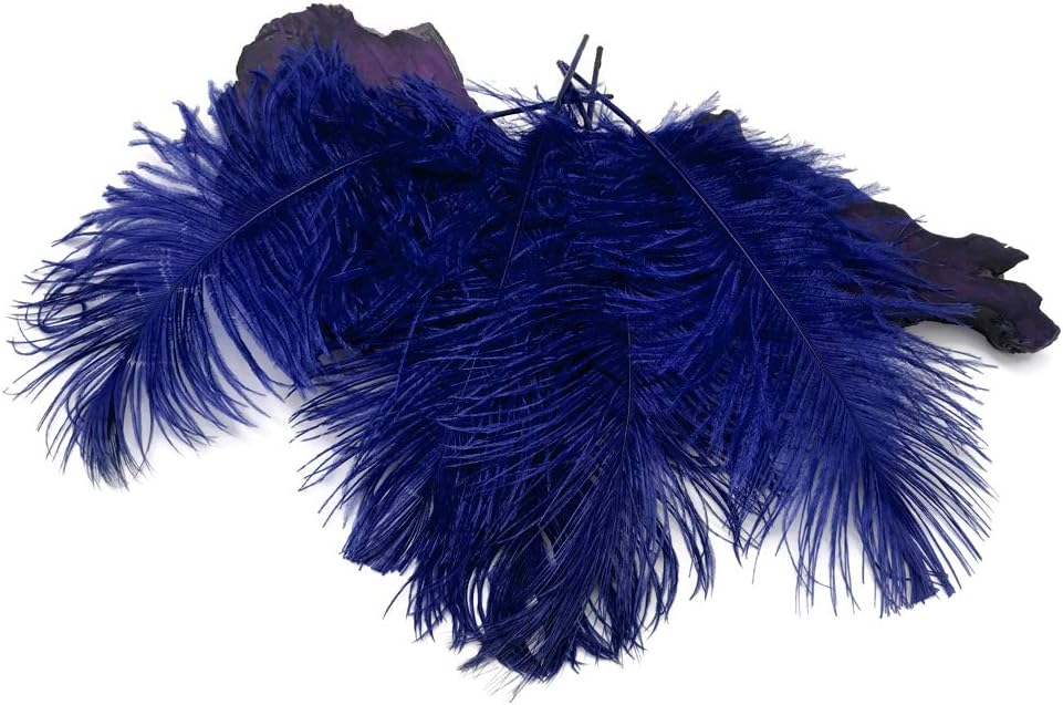 10 Pieces -  12-16" Royal Blue Dyed Ostrich Tail Fancy Feathers
