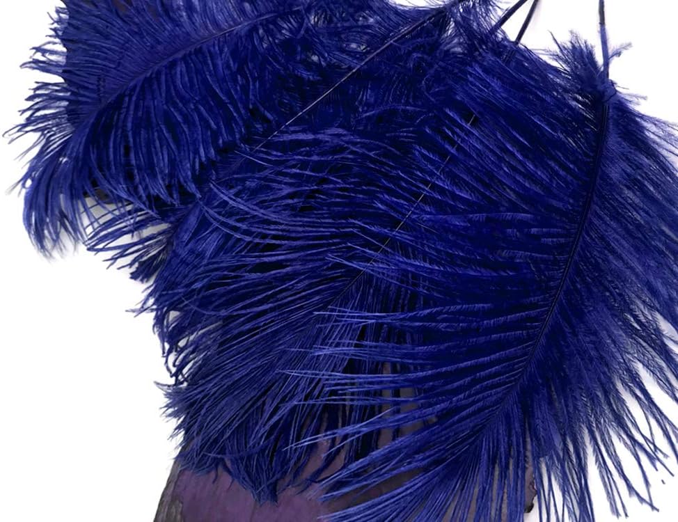 10 Pieces -  12-16" Royal Blue Dyed Ostrich Tail Fancy Feathers