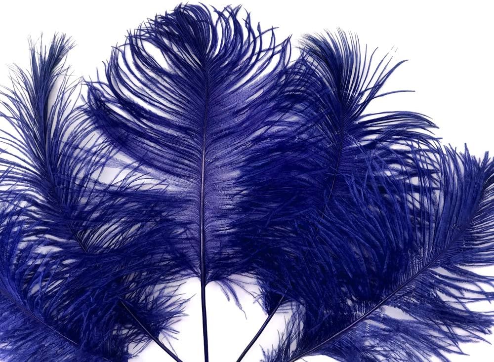 10 Pieces -  12-16" Royal Blue Dyed Ostrich Tail Fancy Feathers