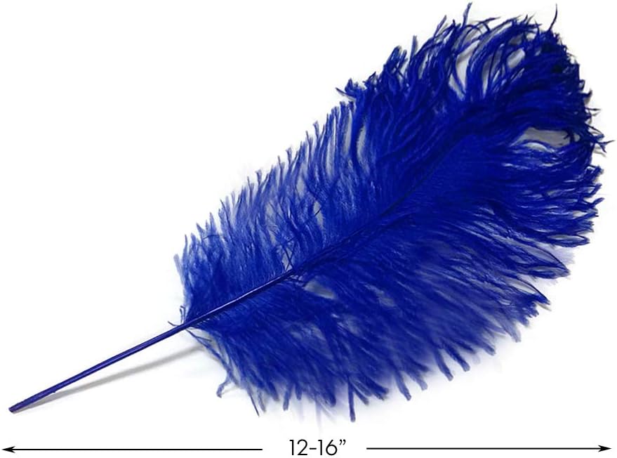10 Pieces -  12-16" Royal Blue Dyed Ostrich Tail Fancy Feathers