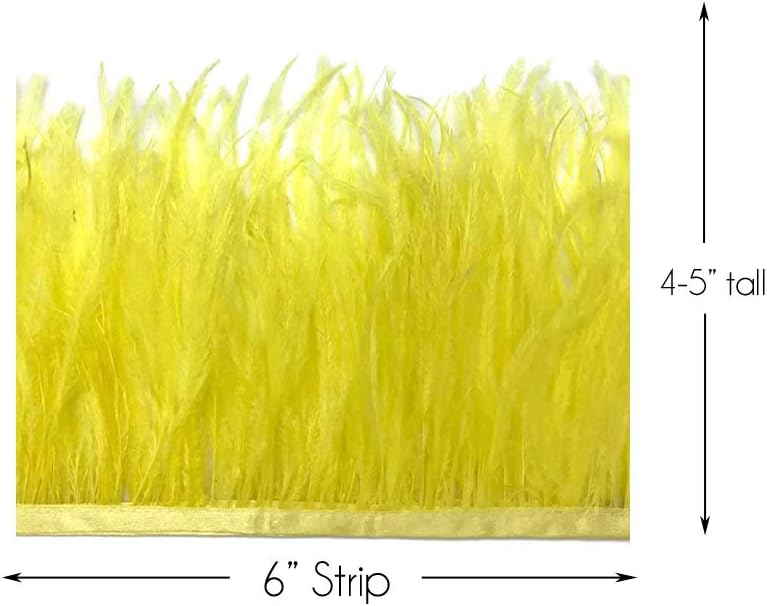 6 Inch Strip - Yellow Ostrich Fringe Trim Feather