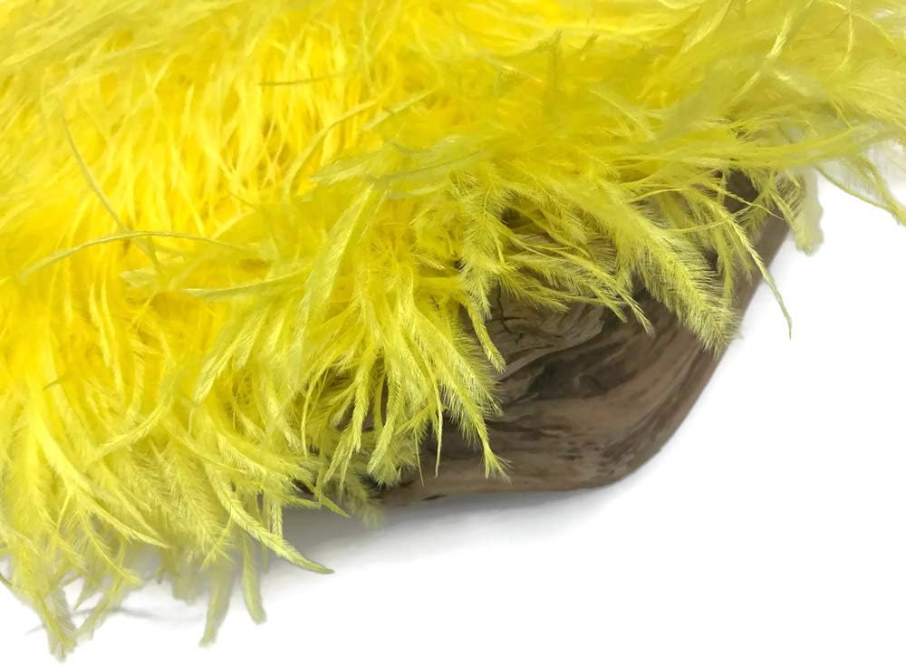6 Inch Strip - Yellow Ostrich Fringe Trim Feather