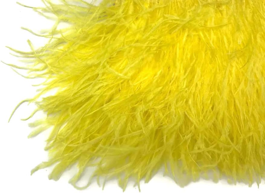 6 Inch Strip - Yellow Ostrich Fringe Trim Feather