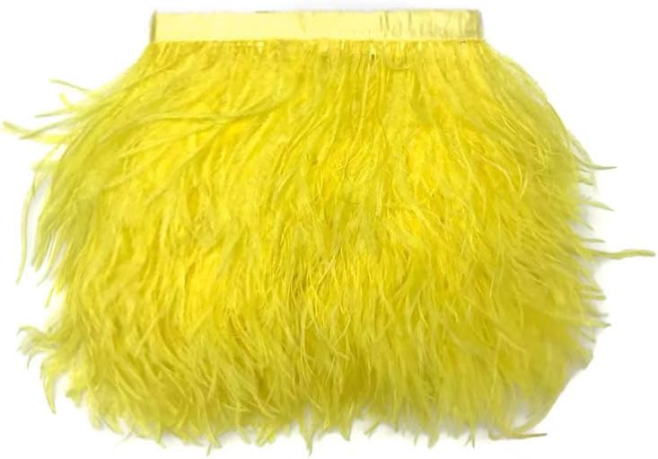 1 Yard - Yellow Ostrich Fringe Trim Wholesale Feather (Bulk)