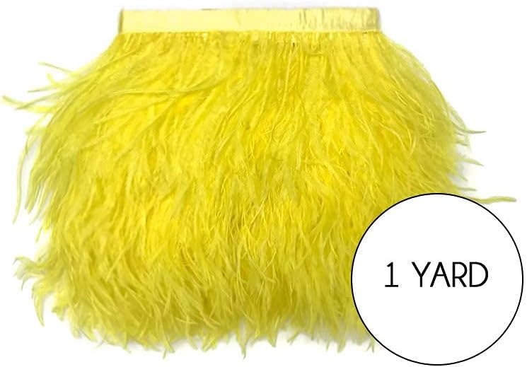 1 Yard - Yellow Ostrich Fringe Trim Wholesale Feather (Bulk)