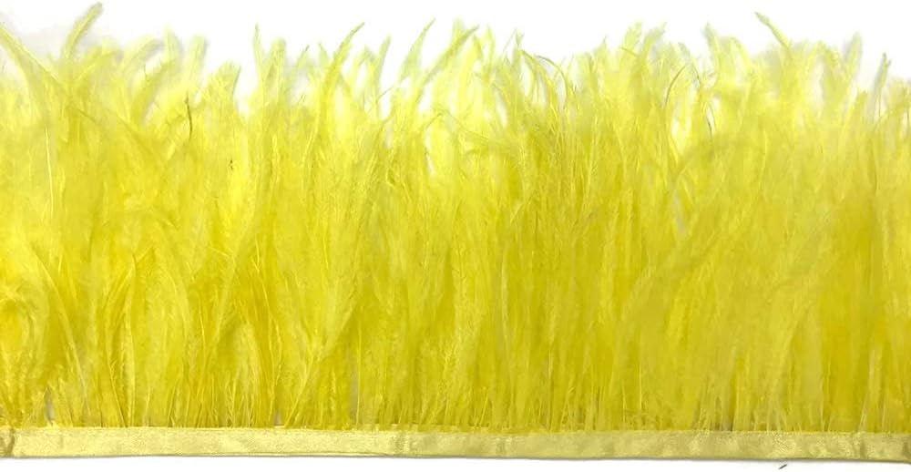 1 Yard - Yellow Ostrich Fringe Trim Wholesale Feather (Bulk)