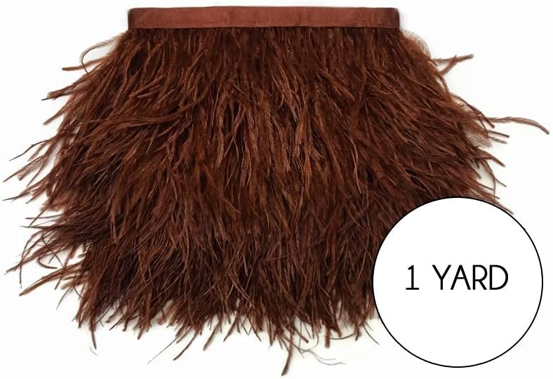 1 Yard - Brown Ostrich Fringe Trim Wholesale Feather (Bulk)