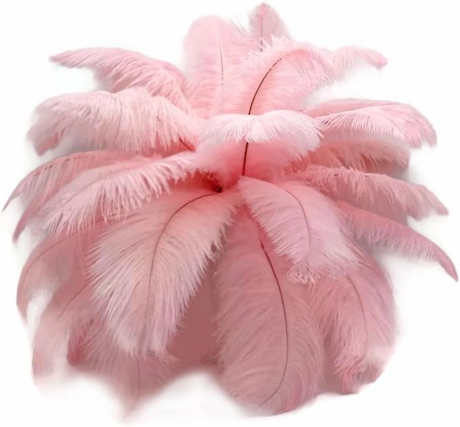100 Pieces - 8-10" Light Pink Ostrich Dyed Drab Body Wholesale Feathers (Bulk)