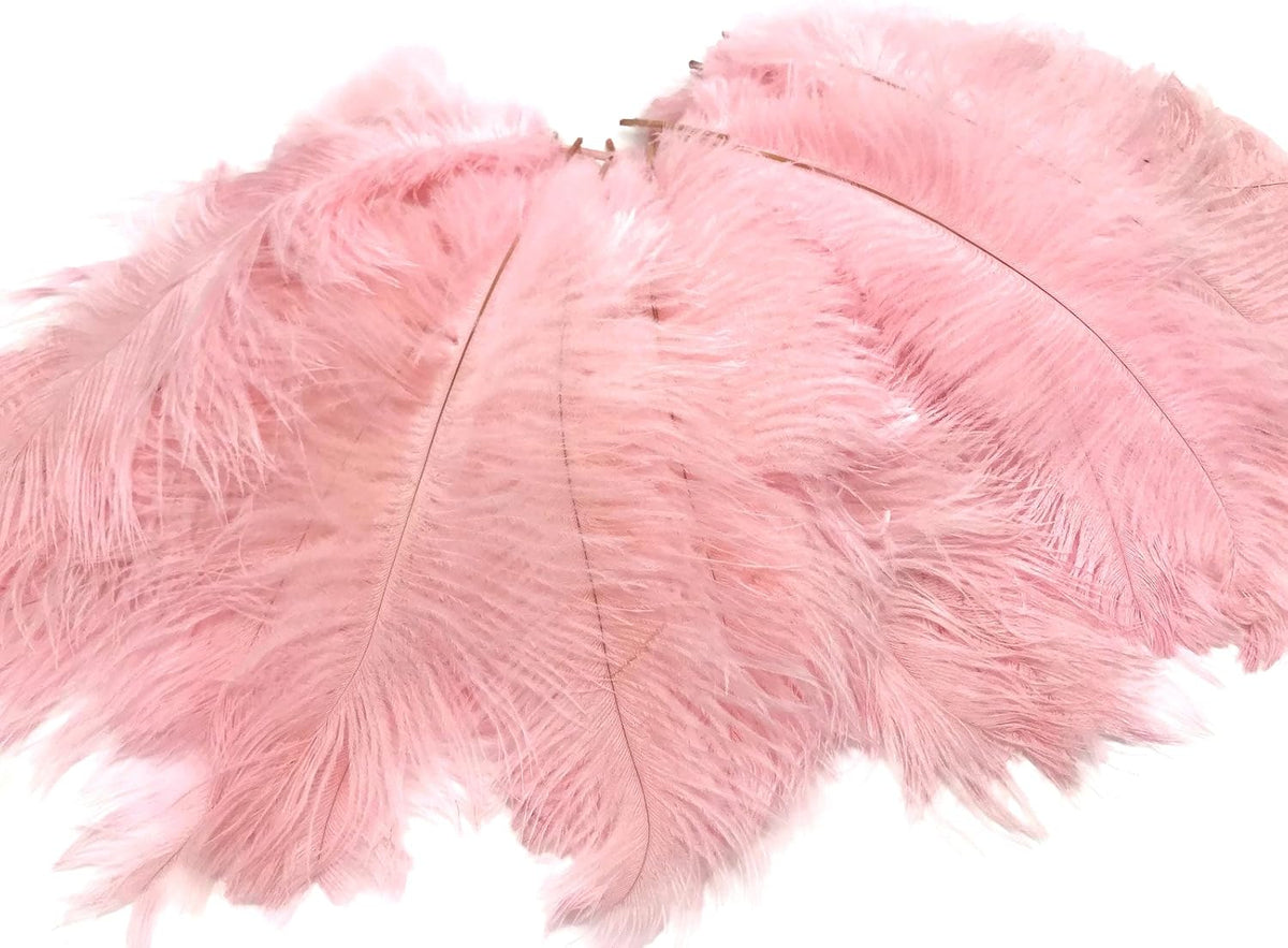 100 Pieces - 8-10" Light Pink Ostrich Dyed Drab Body Wholesale Feathers (Bulk)