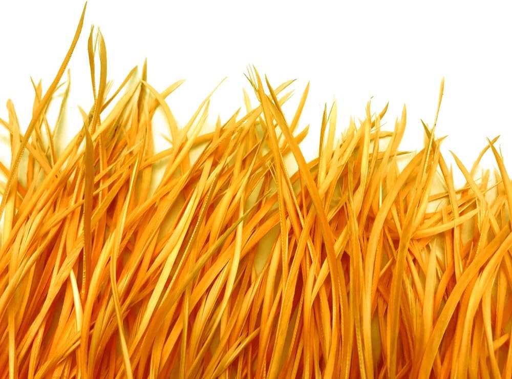 1 Yard - Golden Yellow Goose Biots Stripped Wing Wholesale Feather Trim
