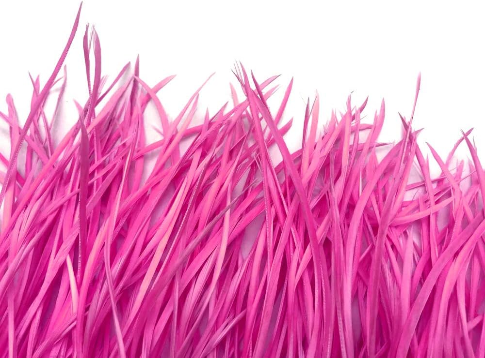 1 Yard - Rose Pink Goose Biots Stripped Wing Wholesale Feather Trim