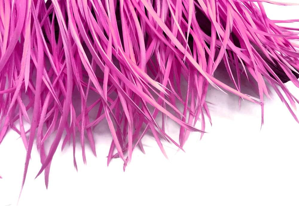 1 Yard - Rose Pink Goose Biots Stripped Wing Wholesale Feather Trim