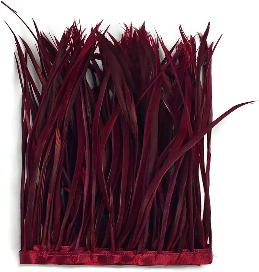 1 Yard - Burgundy Goose Biots Stripped Wing Wholesale Feather Trim