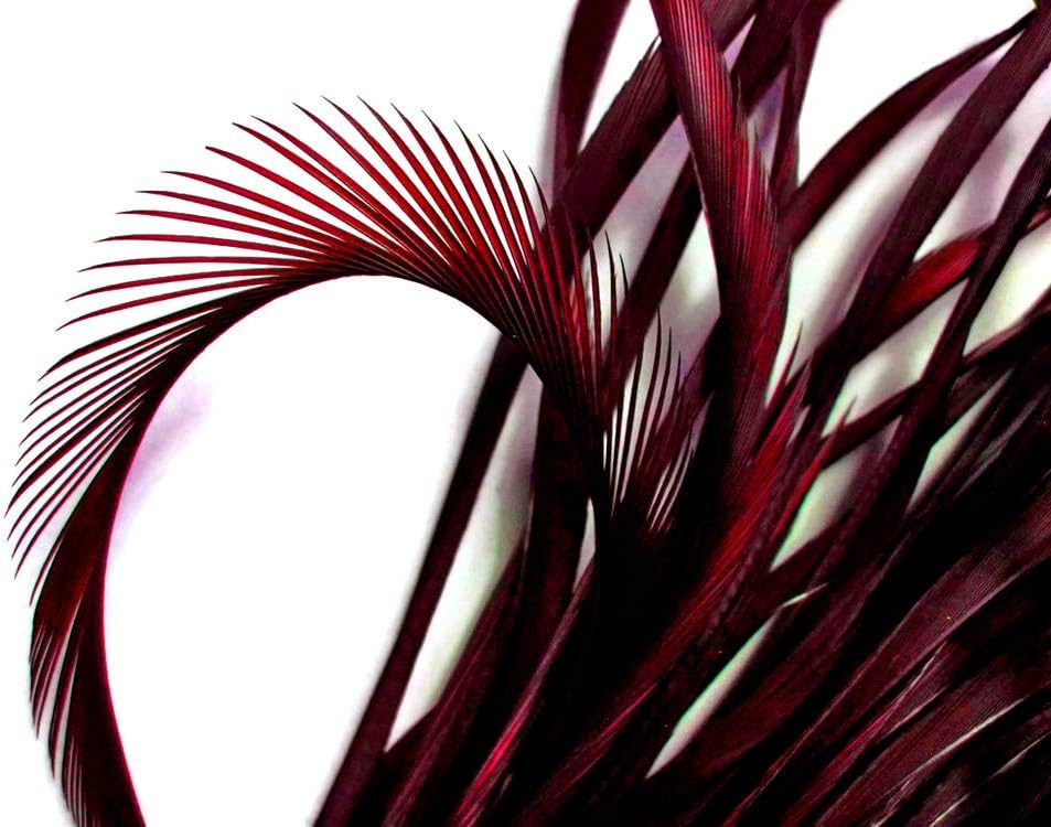 1 Yard - Burgundy Goose Biots Stripped Wing Wholesale Feather Trim