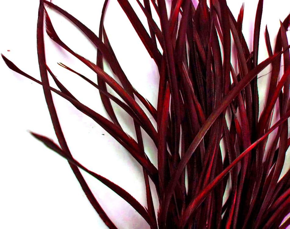 1 Yard - Burgundy Goose Biots Stripped Wing Wholesale Feather Trim