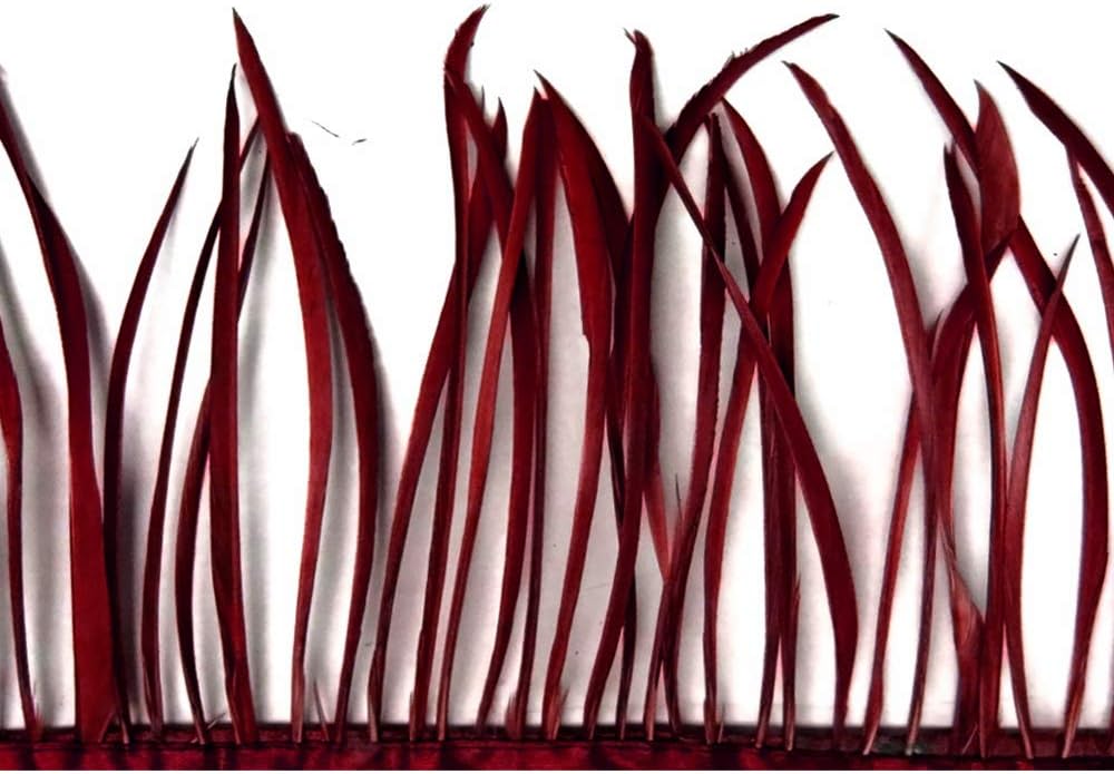 1 Yard - Burgundy Goose Biots Stripped Wing Wholesale Feather Trim