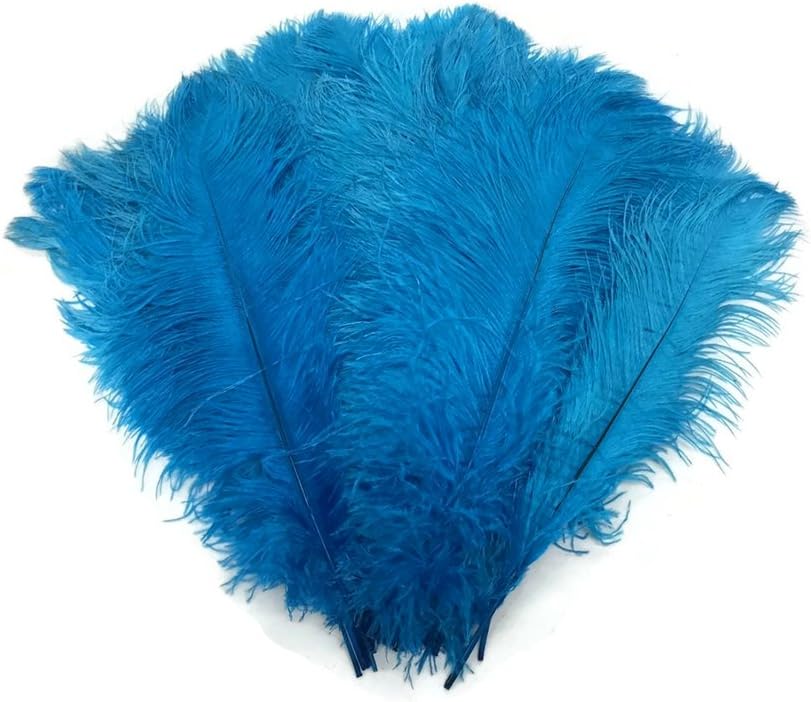 10 Pieces - 6-8" Turquoise Blue Ostrich Dyed Drabs Body Feathers